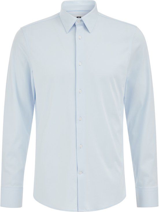 WE Fashion Heren Slim Fit Overhemd Lichtblauw Katoen Maat S