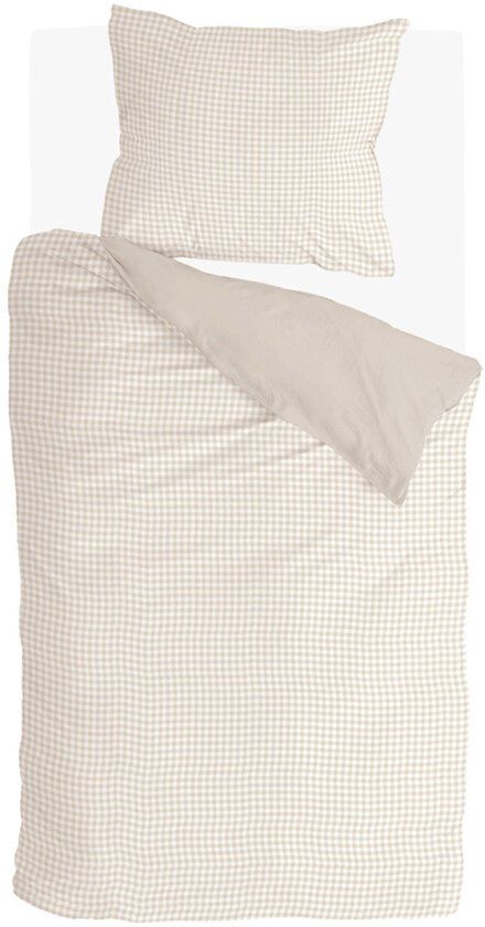 Walra Kids Dekbedovertrek Mini Checkmates - 120x150 cm - Katoen - Beige