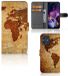 B2Ctelecom Motorola Moto G54 Flip Cover Wereldkaart