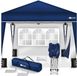 Tillvex Paviljoen, 3 x 3 m, waterdicht, pop-upvouwtent, in hoogte verstelbaar, tuintent, uv-bescherming 50+, partytent met tas (blauw, met 2 zijpanelen)