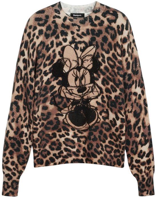 Desigual Round Neck Long Sleeve Knitwear Wo - Brown
