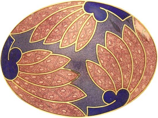 Behave® Broche ovaal design paars blauw emaille