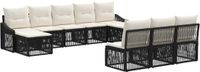 vidaXL Tuinbank - Set - 10 zitplekken - Zwart - Polyrattan