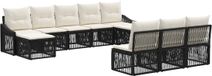 vidaXL Tuinbank - Set - 10 zitplekken - Zwart - Polyrattan