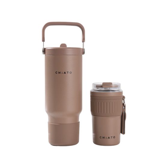 CHiATO Home hot & fresh SIP Choco Brown geïsoleerde reisbeker en tumbler set – Bruin
