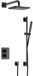 Hotbath Gal - Inbouw Regendoucheset - Geborsteld Gunmetal PVD - Thermostatisch - Wandarm 35 cm - Hoofddouche 220 mm - Staafhanddouche - Glijstang 900 mm - met 2-Weg Stop-Omstel