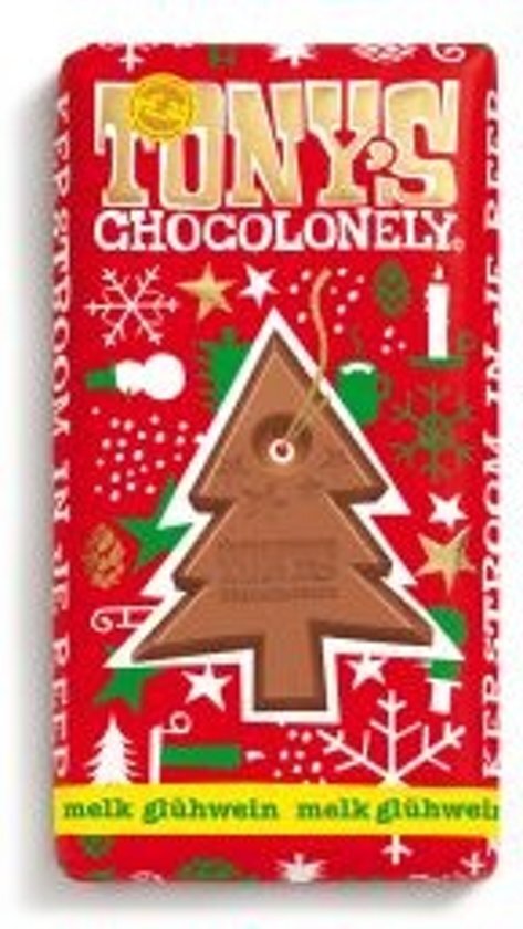 Tony's Chocolonely Kerstreep melk glÃ¼hwein - 180 gram