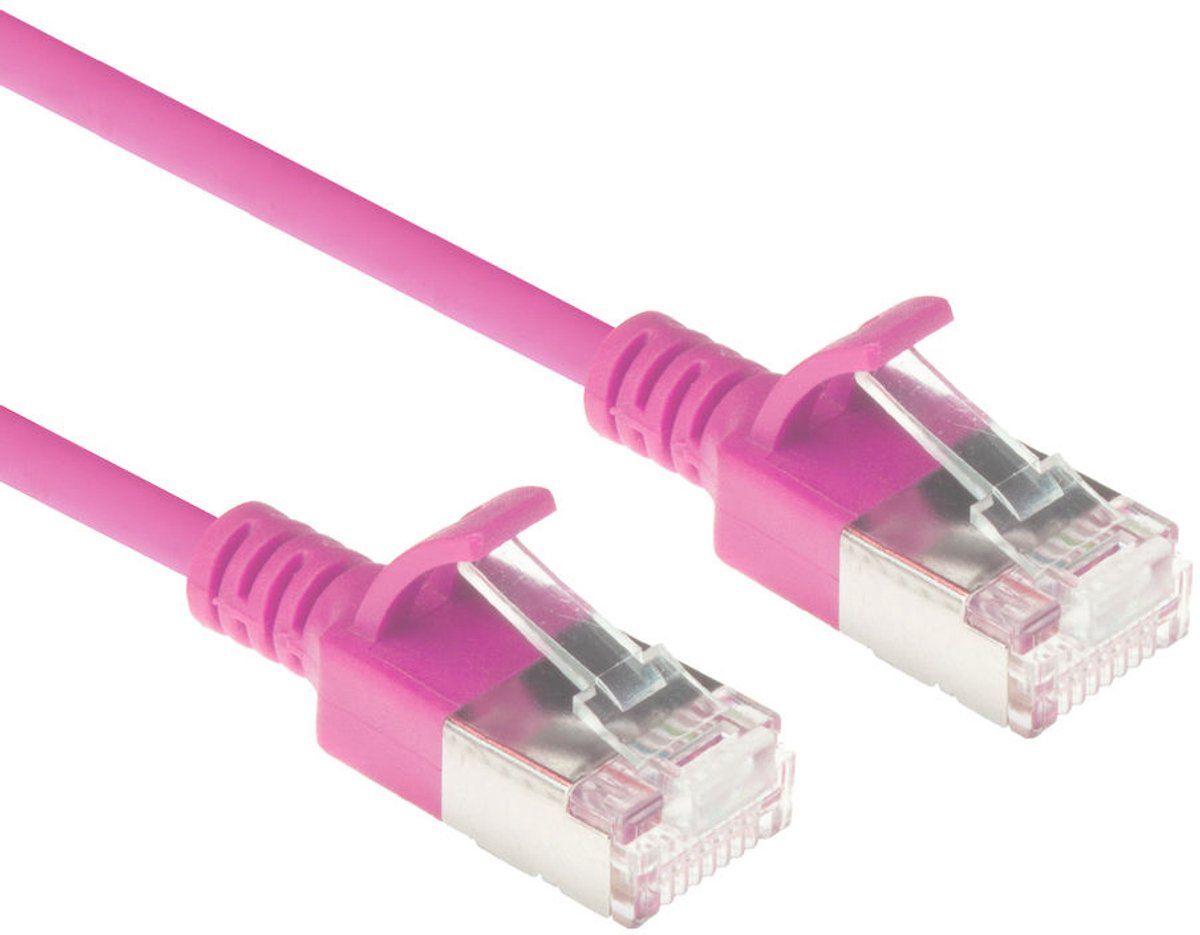 ACT CAT6a Netwerkkabel, U/FTP LSZH LAN Kabel Dun 3.8mm Slimline, Flexibele Snagless CAT 6a Kabel Met RJ45 Connector, Voor Gebruik In Datacenters, 0.5 Meter, Roze - DC7400