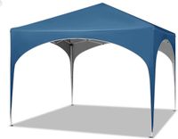 Happiq 3x3 meter opklapbare feesttent – Waterdichte tuinpaviljoen met halfrond dak – Hoogte verstelbaar – Opvouwbare tent voor markten, kamperen en evenementen – Blauw