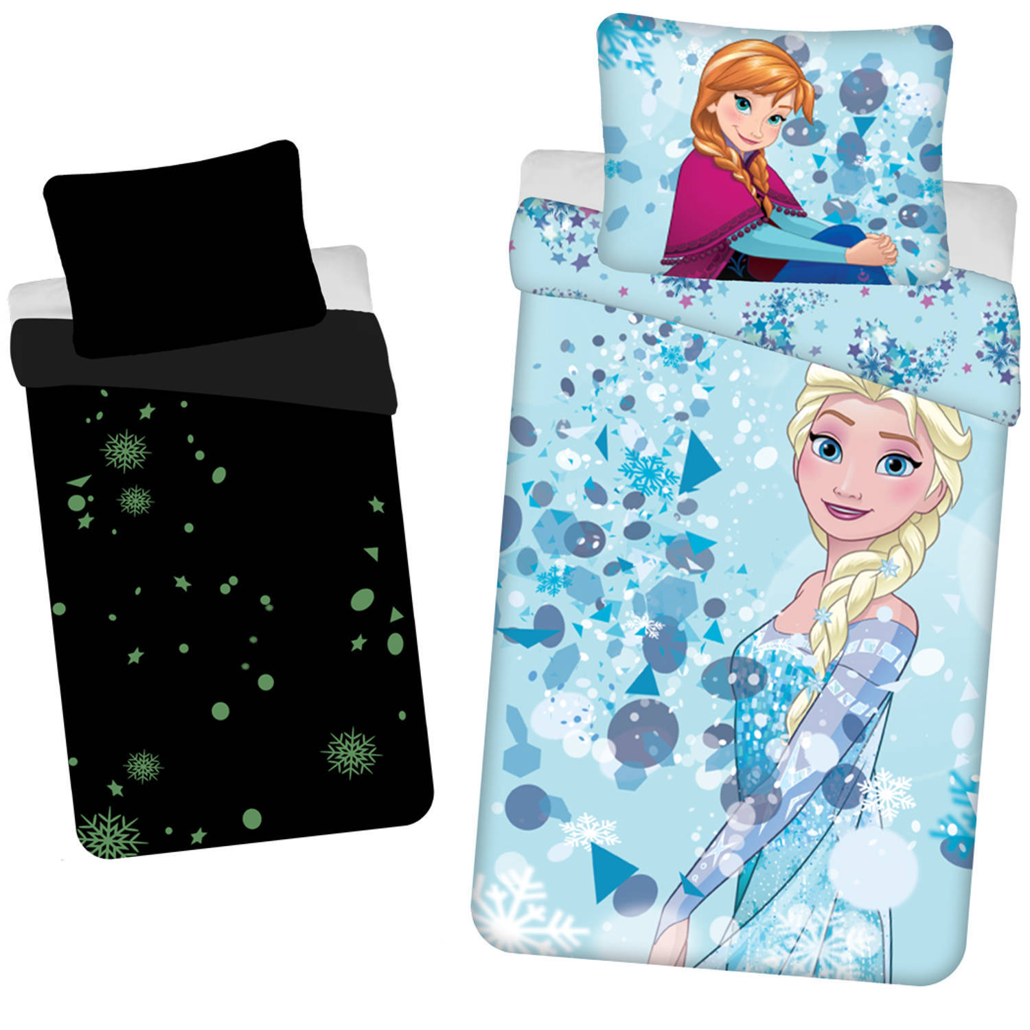 Disney Frozen Dekbedovertrek, Sisters Glow in the Dark - Eenpersoons - 140 x 200 cm - Katoen