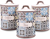 MAESTRO Holiday Set de 3 pots en céramique pour café, thé et sucre, Porto, modèle MR-20005-03CS