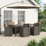 vidaXL Eettafel Set 7-delig Lichtgrijs en Taupe Kunststof