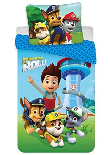 Brandmac Paw Patrol beddengoedset voor kinderen, katoen, dekbedovertrek 140 x 200 cm + kussensloop 65 x 65 cm