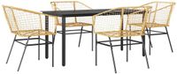 vidaXL 5-delige Tuinset Poly Rattan Bruin