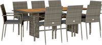 vidaXL 9-delige Tuinset met kussens, polyrattan, grijs