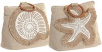 Merkloos Deurstopper Beachhouse - 2x stuks - fossiel en zeester - 1 kg - katoen - 18 x 11 x 16 cm