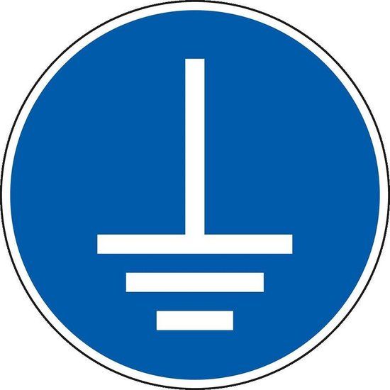 Aarding verplicht sticker - ISO 7010 - M005 200 mm - Vinyl - Blauw/Wit