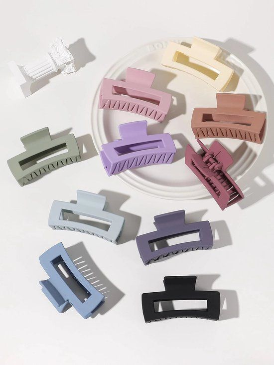 Merkloos / Sans marque 10 stuks haarklemmen set - rechthoekig grote haarklauw - haarclip - haaraccessoires - veelkleurig