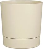 Mica Decorations Bloempot Coco - met onderschaal - beige - H30 x D28 cm - kunststof - buiten