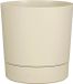 Mica Decorations Bloempot Coco - met onderschaal - beige - H30 x D28 cm - kunststof - buiten
