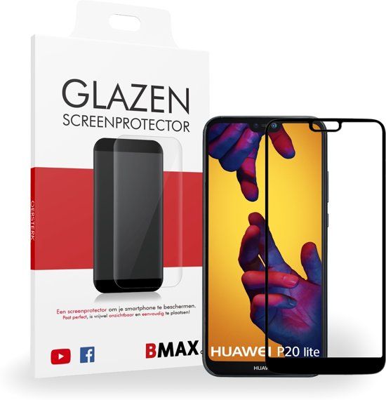 BMAX Huawei P20 Lite Screenprotector - Tempered Glass - Volledige Dekking