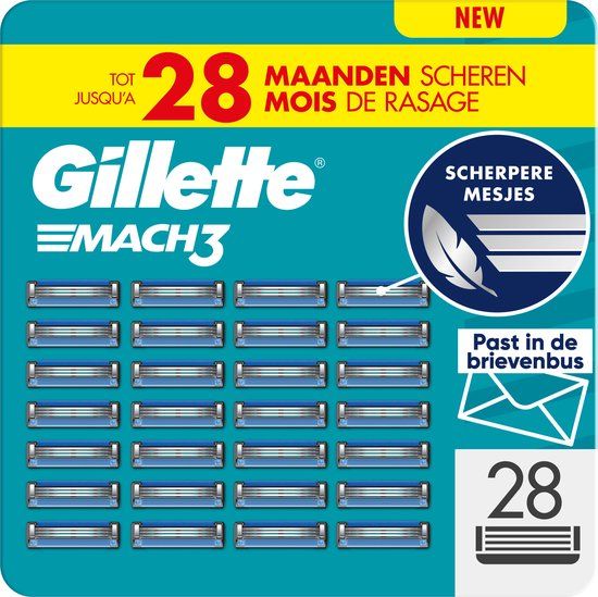 Gillette Mach3 Base Scheermesjes Voor Mannen - 28 stuks