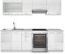 Vicco Complete keukeneenheid R-Line, Wit Hoogglans/Wit, 240 cm, WB Marmer