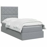 vidaXL - Opslag bed met matras met opslag Lichtgrijs 90 x 190 cm Stof