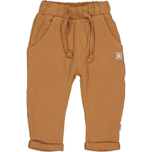 BESS regular waist casual broek bruin met textuur