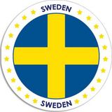 Bellatio Decorations Vlag van Zweden stickers - 20x - rond - D14,8 cm