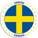 Bellatio Decorations Vlag van Zweden stickers - 20x - rond - D14,8 cm