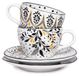 2 tasses à expresso et sous-tasses assorties, 75 ml, porcelaine avec détails dorés