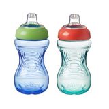 Nuby Easy Grip - drinkbeker voor kinderen, morsbestendig, eenvoudige grip, BPA-vrij, blauw en groen, 300 ml, 6 maanden, 2 stuks
