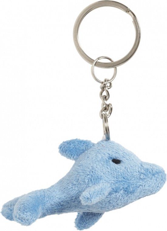 Nature Plush Planet 2x Pluche Dolfijn sleutelhanger 6 cm - Blauw - Unisex