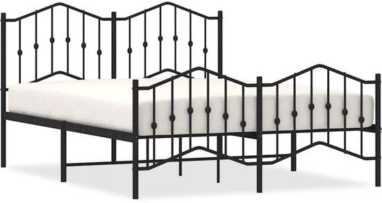 vidaXL Bedframe Metaal met Hoofd- en Voeteneinde Zwart 150x200 cm
