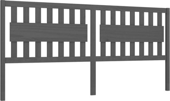 vidaXL Hoofdbord - 205,5x4x100 cm - Massief Grenenhout - Grijs