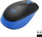 Logitech Maus, draadloos, M190, optische sensor, 1000 DPI, blauw, USB-aansluiting, ergonomisch ontwerp, groot formaat