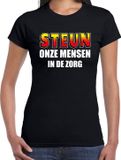 Bellatio Decorations Shoppartners Bv Steun onze mensen in de zorg t-shirt zwart voor dames - L