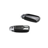 Audi 8W0071208BY9T sleutelafdekking, met ringlogo, alleen voor sleutels 4M0959754 8W0959754 8S0959754 *met* chroomclip (mythoszwart)