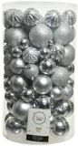 Decoris Kerstballen - 100x stuks - zilver - 4-5-6-7-8 cm - kunststof