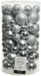 Decoris Kerstballen - 100x stuks - zilver - 4-5-6-7-8 cm - kunststof