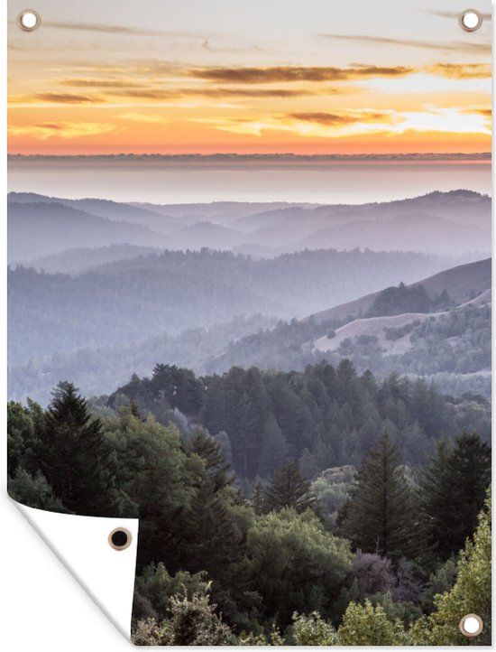 GreatGardenPosters Tuinposter Bergen Mist Bos Landschap 30x40 cm - Tuindoek - Tuinschilderij
