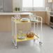 DON HIERRO Chariot de Service Pliant Style Bauhaus - Métal Blanc, 2 Niveaux, 4 Positions, Roulettes