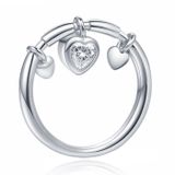 LGT JWLS Zilverkleurige Dames Ring met Hart Hanger van Zirkonia-19mm