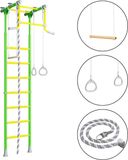 Małpiszon Comet 2 Klimrek voor kinderen, binnenshuis. Metalen klimstructuur met een gymnastiekschommel en een gymnastiekwiel – lichtgroen