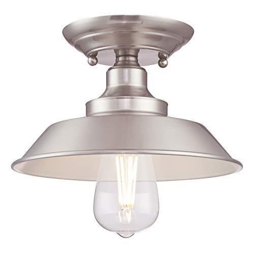 Westinghouse Lighting 63700 Eenvlammige lamp Iron Hill, 22 cm, voor plafondmontage van voor binnenruimtes, uitvoering in geborsteld nikkel