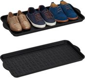 Merkloos Relaxdays XL afdruipmat schoenen - set van 2 - zwart