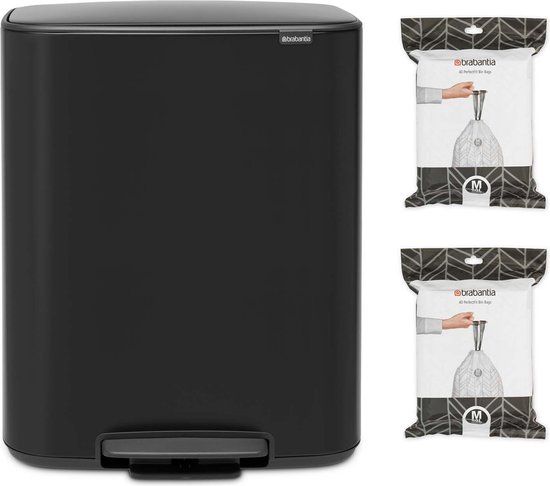 Brabantia Bo Pedaalemmer - 60 liter - Matt Black - Incl. 80 Vuilniszakken