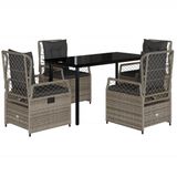vidaXL 5-delige tuinset met kussens, polyrattan, grijs