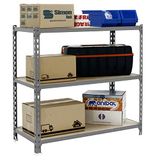 Simon Rack Metalen stelling 900x1200x300 mm - Maderclick | 3 niveaus, Houten legbord, 200 kg buigbelasting, Corrosiewerende coating, Montage met kliksysteem, Grijs
